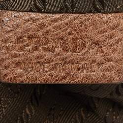 Prada Brown Leather Pietre Jeweled Clutch