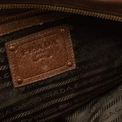 Prada Brown Leather Pietre Jeweled Clutch