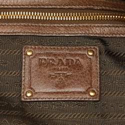Prada Brown Leather Pietre Jeweled Clutch