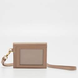 Pre Owned Prada Beige Saffiano Leather Card Holder with Strap 