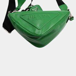 Pre Owned Prada Green Triangle Shoulder Bag