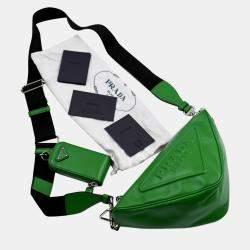 Pre Owned Prada Green Triangle Shoulder Bag
