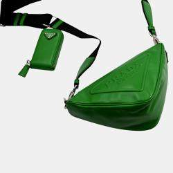 Pre Owned Prada Green Triangle Shoulder Bag
