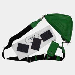 Pre Owned Prada Green Triangle Shoulder Bag