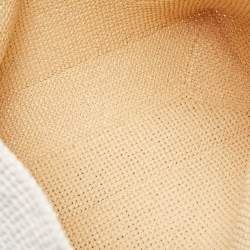 Pre Owned Prada White/Beige Crochet Straw and Leather Tote