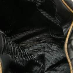 Pre Owned Prada Black Nappa Gaufre Leather Top Zip Tote