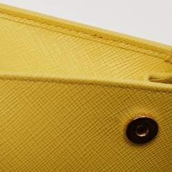 Prada Yellow Saffiano Lux Leather Mini Flap Crossbody Bag