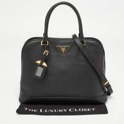 Pre Owned Prada Black Saffiano Leather Medium Promenade Satchel