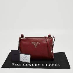 Prada Red Vitello Phenix Leather Double Zip Crossbody Bag