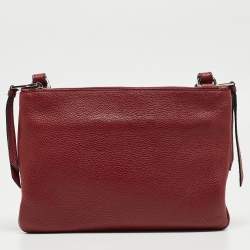 Prada Red Vitello Phenix Leather Double Zip Crossbody Bag