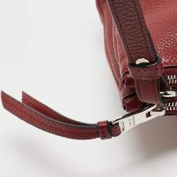 Prada Red Vitello Phenix Leather Double Zip Crossbody Bag