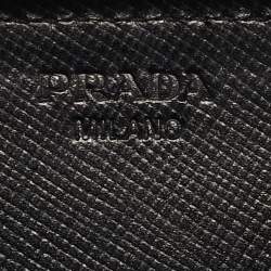 Pre Owned Prada Black Leather Zip Coin Purse