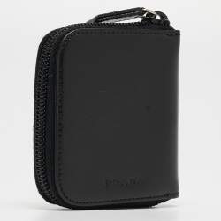 Pre Owned Prada Black Leather Zip Coin Purse