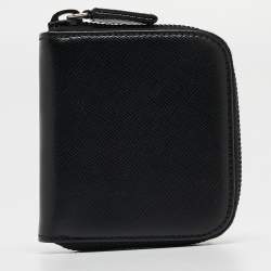 Pre Owned Prada Black Leather Zip Coin Purse