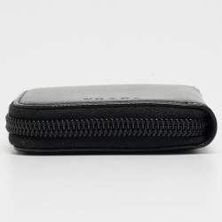 Pre Owned Prada Black Leather Zip Coin Purse