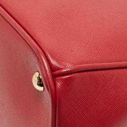 Pre Owned Prada Red Saffiano Leather Large Double Zip Tote