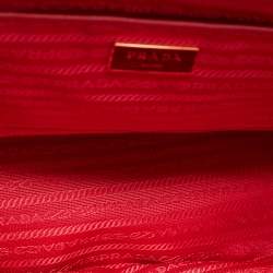 Pre Owned Prada Red Saffiano Leather Large Double Zip Tote