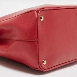 Pre Owned Prada Red Saffiano Leather Large Double Zip Tote