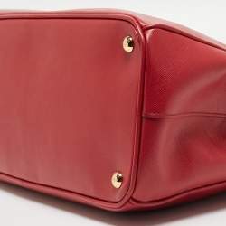 Pre Owned Prada Red Saffiano Leather Large Double Zip Tote