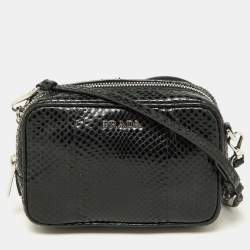 Prada Black Watersnake Mini Camera Bag