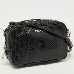 Prada Black Watersnake Mini Camera Bag