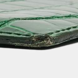 Pre Owned Prada Green Crocodile Card Holder