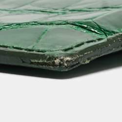 Pre Owned Prada Green Crocodile Card Holder
