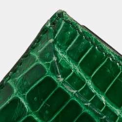 Pre Owned Prada Green Crocodile Card Holder