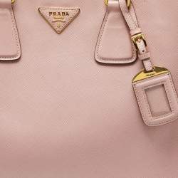 Prada Pink/White Saffiano Lux Leather Open Tote