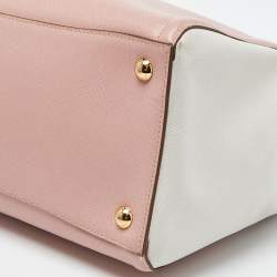 Prada Pink/White Saffiano Lux Leather Open Tote