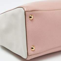 Prada Pink/White Saffiano Lux Leather Open Tote