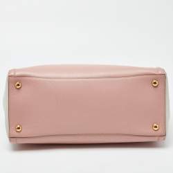 Prada Pink/White Saffiano Lux Leather Open Tote
