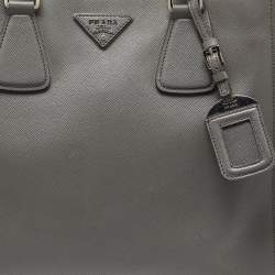 Prada Two Tone Grey Saffiano Lux Leather Open Tote