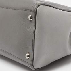 Prada Two Tone Grey Saffiano Lux Leather Open Tote