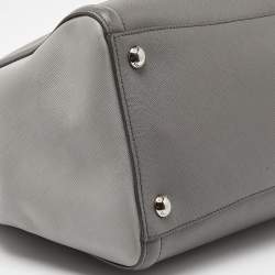 Prada Two Tone Grey Saffiano Lux Leather Open Tote