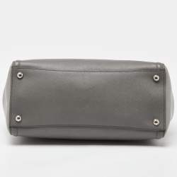 Prada Two Tone Grey Saffiano Lux Leather Open Tote