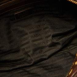 Pre Owned Prada Brown Leather Zip Grommet Bag