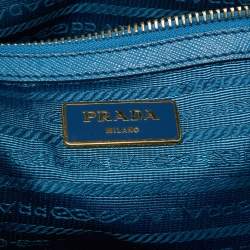 Pre Owned Prada Blue Saffiano Lux Leather Large Galleria Double Zip Tote