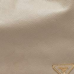 مملوكة مسبقًا Prada Grey Vitello Daino Leather Side Pocket Zip Hobo