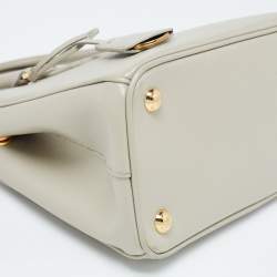 Pre Owned Prada Grey Saffiano Lux Leather Small Double Zip Tote