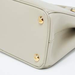 Pre Owned Prada Grey Saffiano Lux Leather Small Double Zip Tote