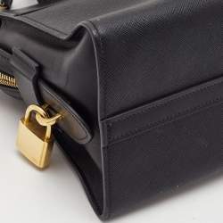 Pre Owned Prada Black Saffiano Lux Leather Small Esplanade Tote
