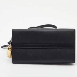 Pre Owned Prada Black Saffiano Lux Leather Small Esplanade Tote