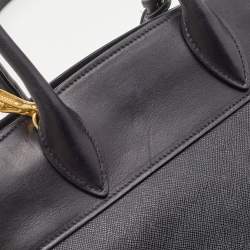 Pre Owned Prada Black Saffiano Lux Leather Small Esplanade Tote