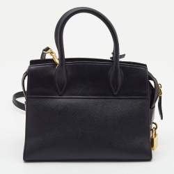 Pre Owned Prada Black Saffiano Lux Leather Small Esplanade Tote