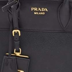 Pre Owned Prada Black Saffiano Lux Leather Small Esplanade Tote