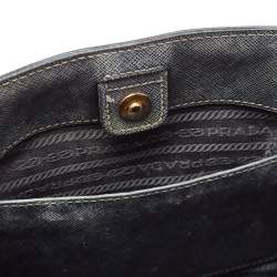 Pre Owned Prada Black Saffiano Lux Leather Medium Middle Zip Tote