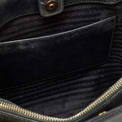 Pre Owned Prada Black Saffiano Lux Leather Medium Middle Zip Tote