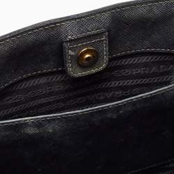 Pre Owned Prada Black Saffiano Lux Leather Medium Middle Zip Tote