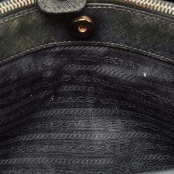 Pre Owned Prada Black Saffiano Lux Leather Medium Middle Zip Tote